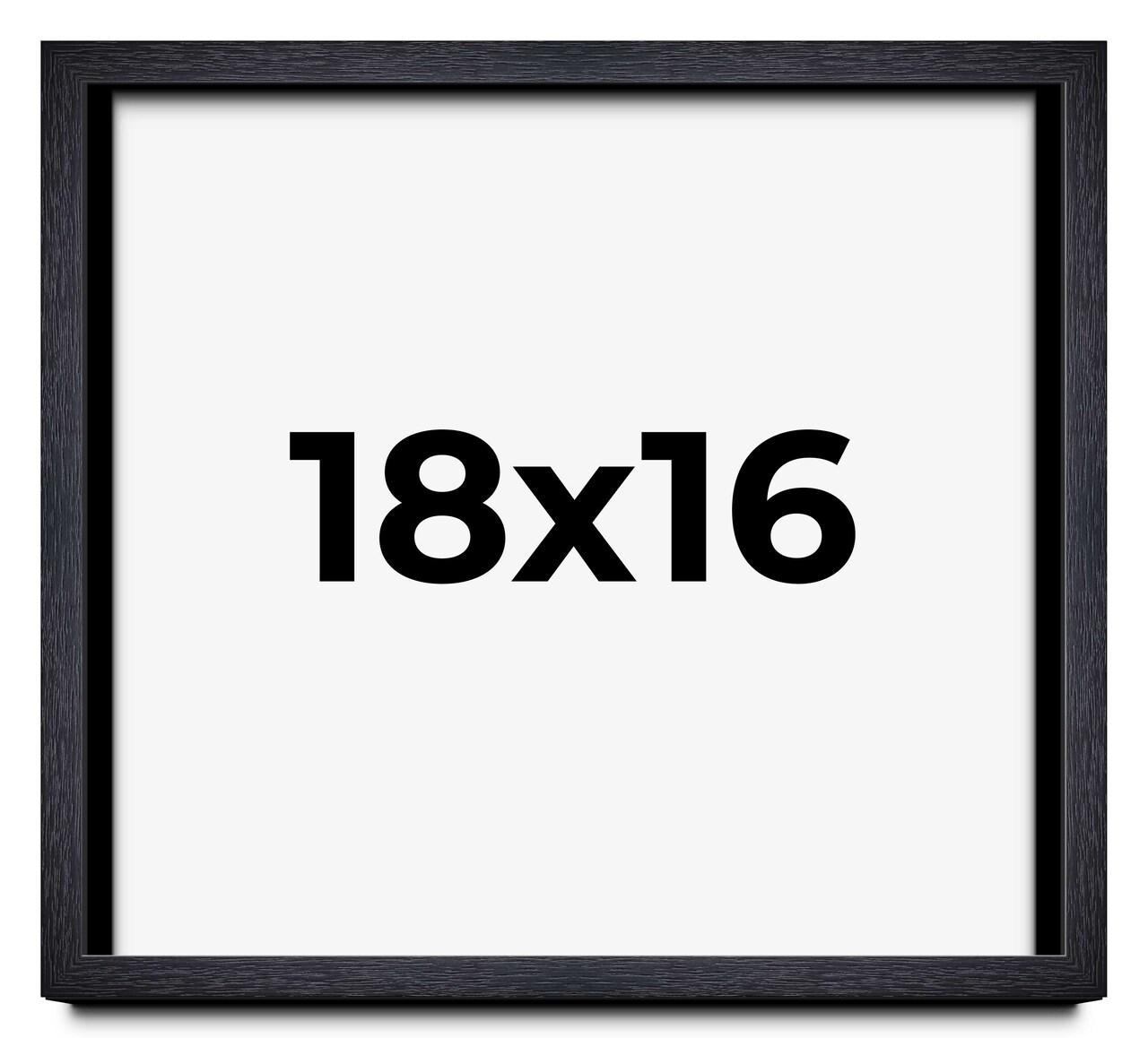 18x16 Shadow Box 1" Depth Black Picture Frame - UV Acrylic, Backing, Hanging Hardware